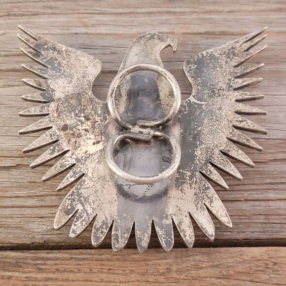 Vintage Navajo Large Eagle Thunderbird Royston Turquoise Bolo Tie - Picture 9 of 11